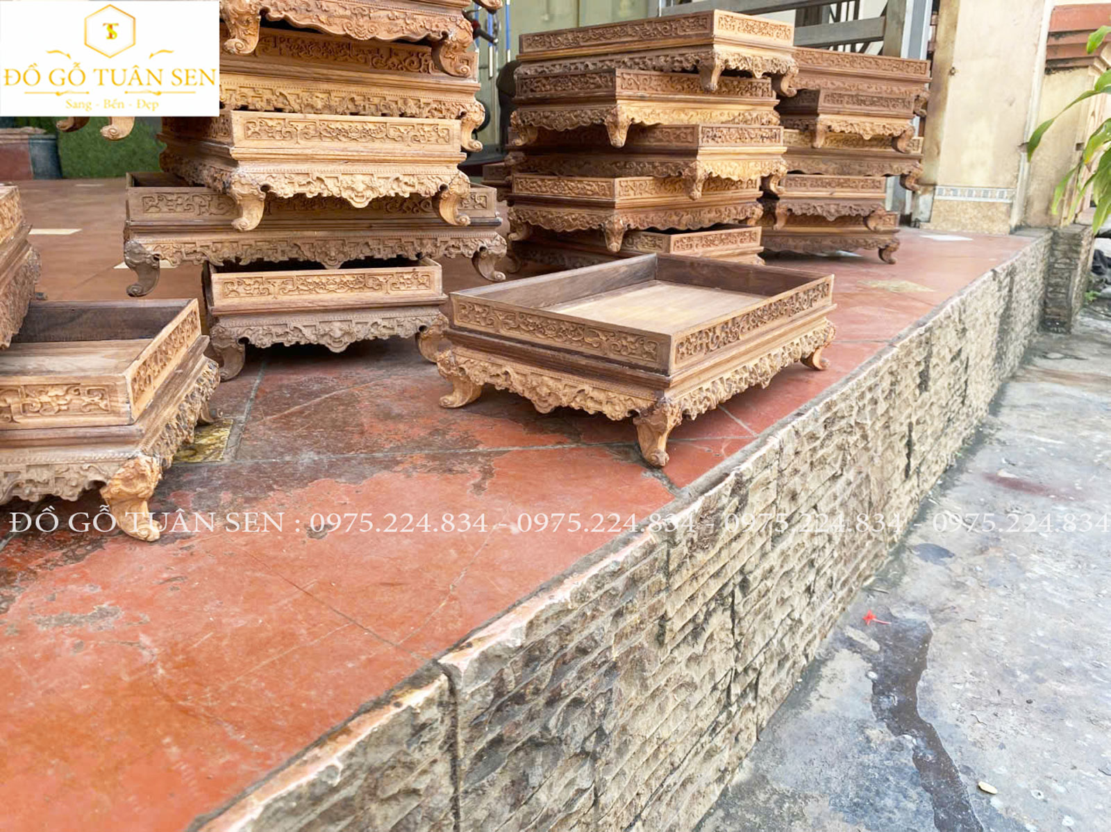Hình ảnh khay trà gỗ gụ ts2